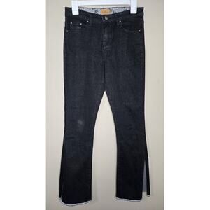 POL Women's Stretch Raw Hem Flare Dark Wash Black Denim Jeans Size Small